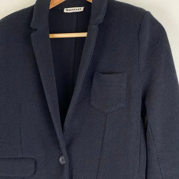Whistles Black Knit Slim Fit Blazer Size 6